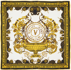 Бело-золотой шарф Garden с V-образной эмблемой Versace Jeans Couture