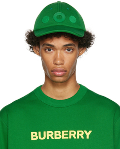 Зеленая кепка с логотипом Burberry