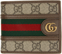 Бежевый кошелек с узором GG Ophidia Bifold Gucci