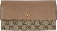 Маленький бежевый кошелек с клапаном GG Marmont Gucci