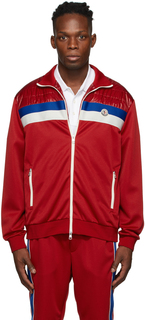 Красная утепленная куртка смешанного типа с 3 полосками Moncler