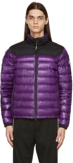 Пурпурно-черная пуховая серебристая куртка Moncler