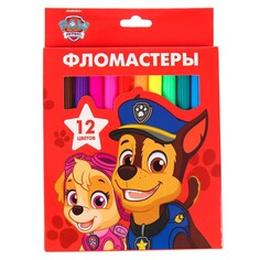 Фломастеры, 12 цветов, в картонной коробке, paw patrol