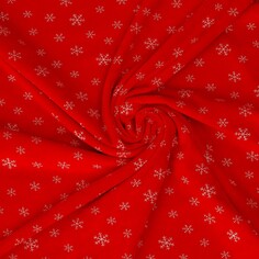 Лоскут велюр на красном фоне, белые снежинки, 100 × 180 см Страна Карнавалия