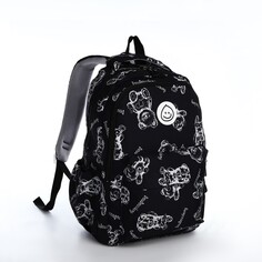 Рюкзак школьный из текстиля на молнии, 4 кармана, цвет черный NO Brand