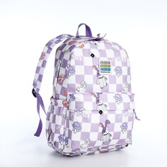 Рюкзак школьный из текстиля на молнии, 3 кармана, цвет сиреневый NO Brand