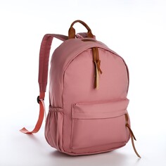 Рюкзак молодежный из текстиля на молнии, 4 кармана, цвет розовый NO Brand
