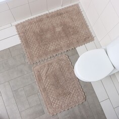 Набор ковриков для ванной, 2 шт, 57×76 см, 67×105 см, цвет кремовый, плотность 1600 г/м2 NO Brand