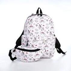 Рюкзак, отдел на молнии, наружный карман, 2 боковых кармана, поясная сумка, цвет розовый, NO Brand