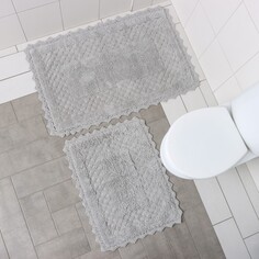 Набор ковриков для ванной, 2 шт, 57×76 см, 67×105 см, плотность 1600 г/м2, цвет светло-серый NO Brand