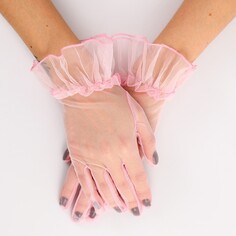Карнавальный аксессуар - перчатки прозрачные с юбочкой, цвет розовый Страна Карнавалия