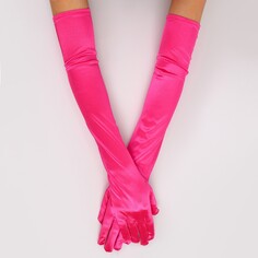 Карнавальный аксессуар - перчатки 55см, цвет фуксия Страна Карнавалия