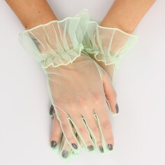 Карнавальный аксессуар - перчатки прозрачные с юбочкой, цвет зеленый Страна Карнавалия