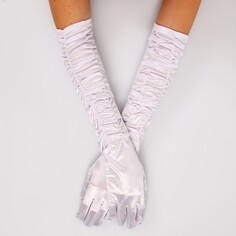 Карнавальный аксессуар - перчатки со сборкой, цвет белый Страна Карнавалия