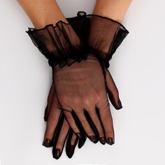 Карнавальный аксессуар - перчатки прозрачные с юбочкой, цвет черный Страна Карнавалия