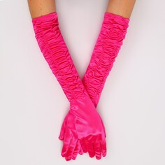 Карнавальный аксессуар - перчатки со сборкой, цвет фуксия Страна Карнавалия