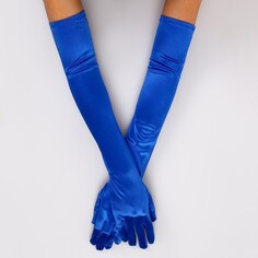 Карнавальный аксессуар - перчатки 55см, цвет синий Страна Карнавалия