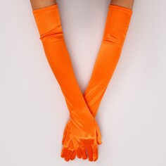 Карнавальный аксессуар - перчатки 55см, цвет оранжевый Страна Карнавалия