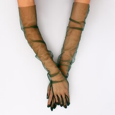 Карнавальный аксессуар- перчатки прозрачные, цвет темно-зеленый Страна Карнавалия