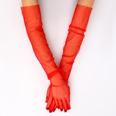 Карнавальный аксессуар- перчатки прозрачные, цвет красный Страна Карнавалия