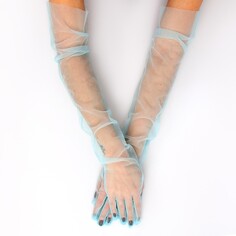 Карнавальный аксессуар- перчатки прозрачные, цвет синий Страна Карнавалия