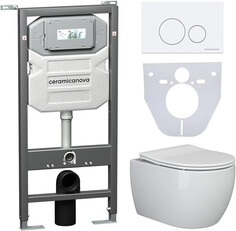 Комплект подвесной унитаз Ceramica Nova Forma CN3009 + система инсталляции Ceramica Nova Envision Round CN1001W + CN1000