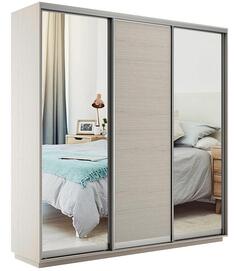 Шкаф-купе Экспресс Трио180 Ясень шимо светлый с 2-мя зеркальными фасадами Bravo