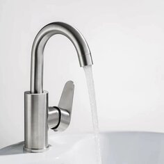 Смеситель для раковины, Frap, короткий излив, с картриджем, нержавеющая сталь, F1348