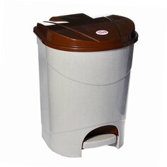 Контейнер для мусора пластик, 19 л, квадратный, педаль, бежевый мрамор, Idea, М2892