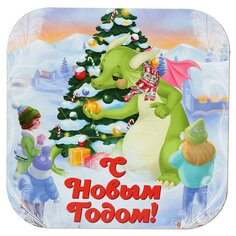 Подставка под горячее, дерево, квадратная, 18 см, НГ 2024, С-114