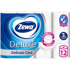 Туалетная бумага Zewa Deluxe Белая, 3 слоя, 12 рулонов