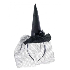 Шляпка Carnival Toys ведьма на ободке с вуалью черный