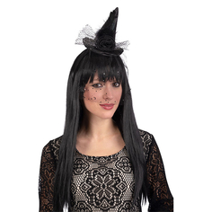 Ободок Carnival Toys Шляпка ведьмы черная с вуалью