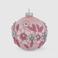Шар новогодний Baoying yiwen на ёлку цветы розовый 8 см