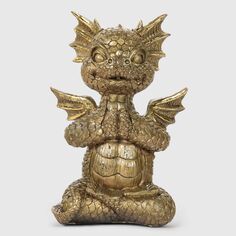 Декоративная Новогодняя фигура Полиформ Символ года Дракоша-йога бронза 18 см Poliform