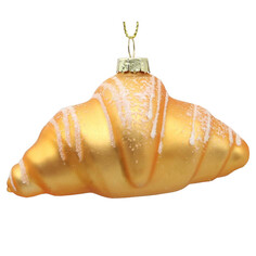 Игрушки елочные одиночные подвеска MAXIJOY Круассан 5,4см стекло