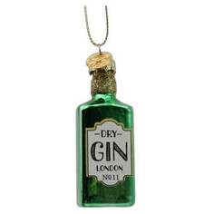 Игрушки елочные одиночные подвеска MAXIJOY Бутылка Джин 10,6см стекло зеленый