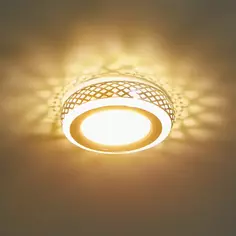 Светильник встраиваемый круглый Gauss Backlight BL085 с LED-подсветкой под отверстие 60 мм, 1.5 м², цвет хром/белый