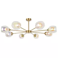 Люстра на штанге Hubble FR5223PL-08C 8 ламп цвет латунь Freya