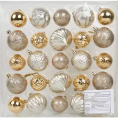 Набор новогодних шаров Christmas ø5-6 см цвет золотой 25 шт. Без бренда