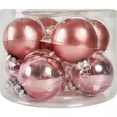Набор новогодних шаров Christmas ø7 см цвет розовый 8 шт. Без бренда
