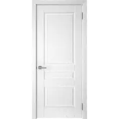 Дверь межкомнатная глухая с замком и петлями в комплекте Скин 1 60x200 см ПВХ цвет белый Без бренда