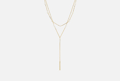 Двойная цепь с жемчугом и галстуком золотистая Attribute Shop