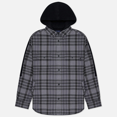 Мужская рубашка thisisneverthat FCP Plaid Check Hooded, цвет чёрный, размер L