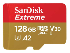 Карта памяти 128Gb - SanDisk Extreme Micro Secure Digital XC Class 10 UHS-I A2 C10 V30 U3 SDSQXAA-128G-GN6MN