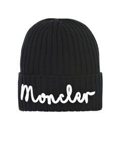 Черная шерстяная шапка с лого Moncler детская