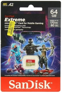 Карта памяти 64GB SanDisk SDSQXAH-064G-GN6GN Extreme A2 MicroSDXC Class 10 UHS-I U3 170/80MB/s без адаптера