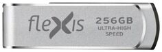 Накопитель USB 3.2 256GB Flexis RS-105U Gen 1 (5 Гбит/с), ULTRA-HIGH SPEED, R/W - up to 430/200MB/s, металл, серебристый