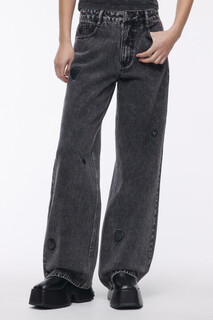 брюки джинсовые женские Джинсы широкие с патчами-мастями Befree