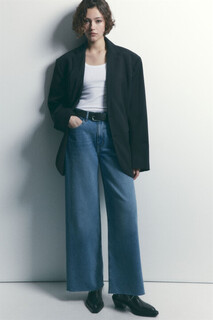 брюки джинсовые с ремнем женские Джинсы широкие с открытыми срезами и ремнем из экокожи Befree
